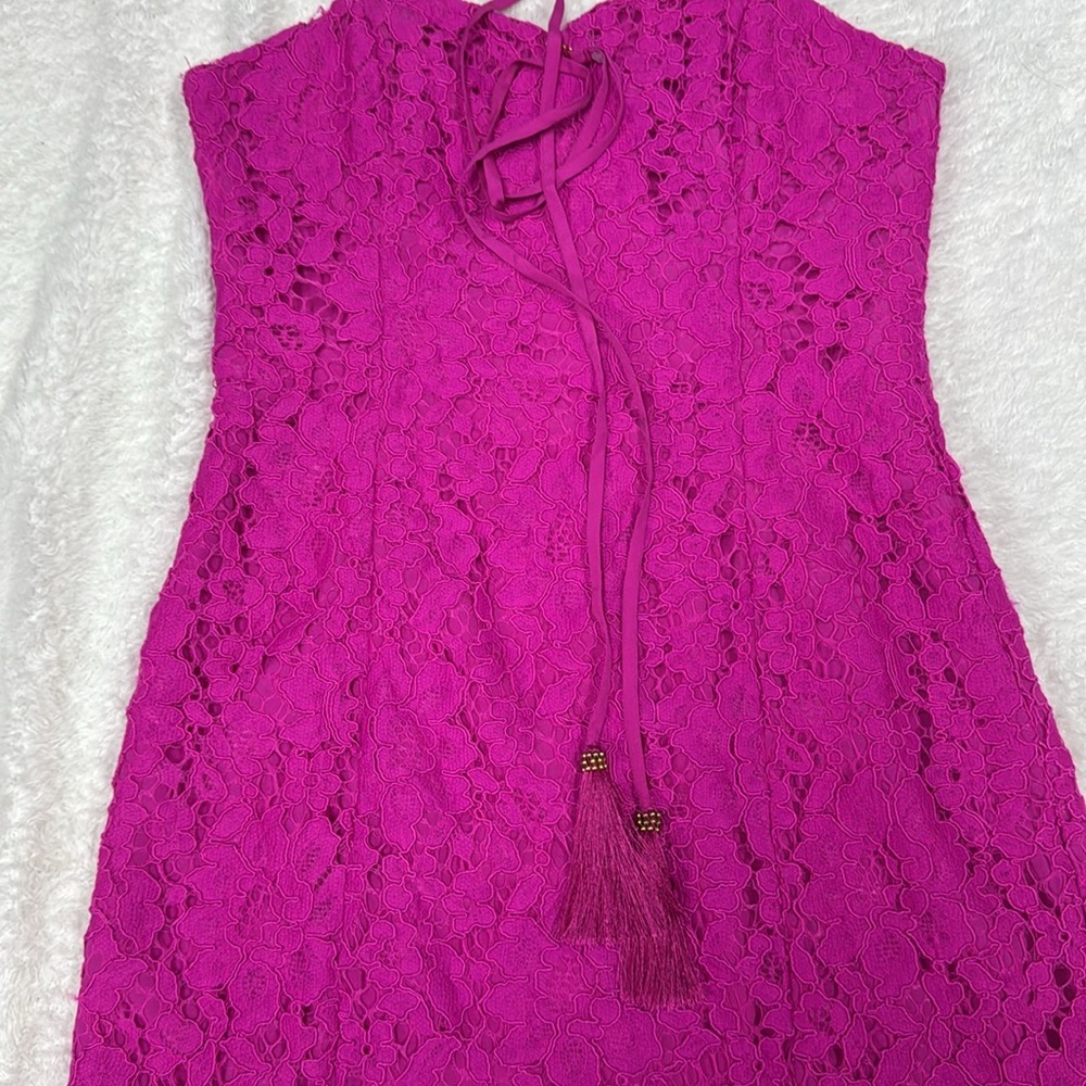 Lilly Pulitzer convertible Fuchsia Summer Lace Dress - Picture 3 of 11